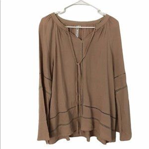Andre’e Blue Boho Long Sleeve Top SZ Small